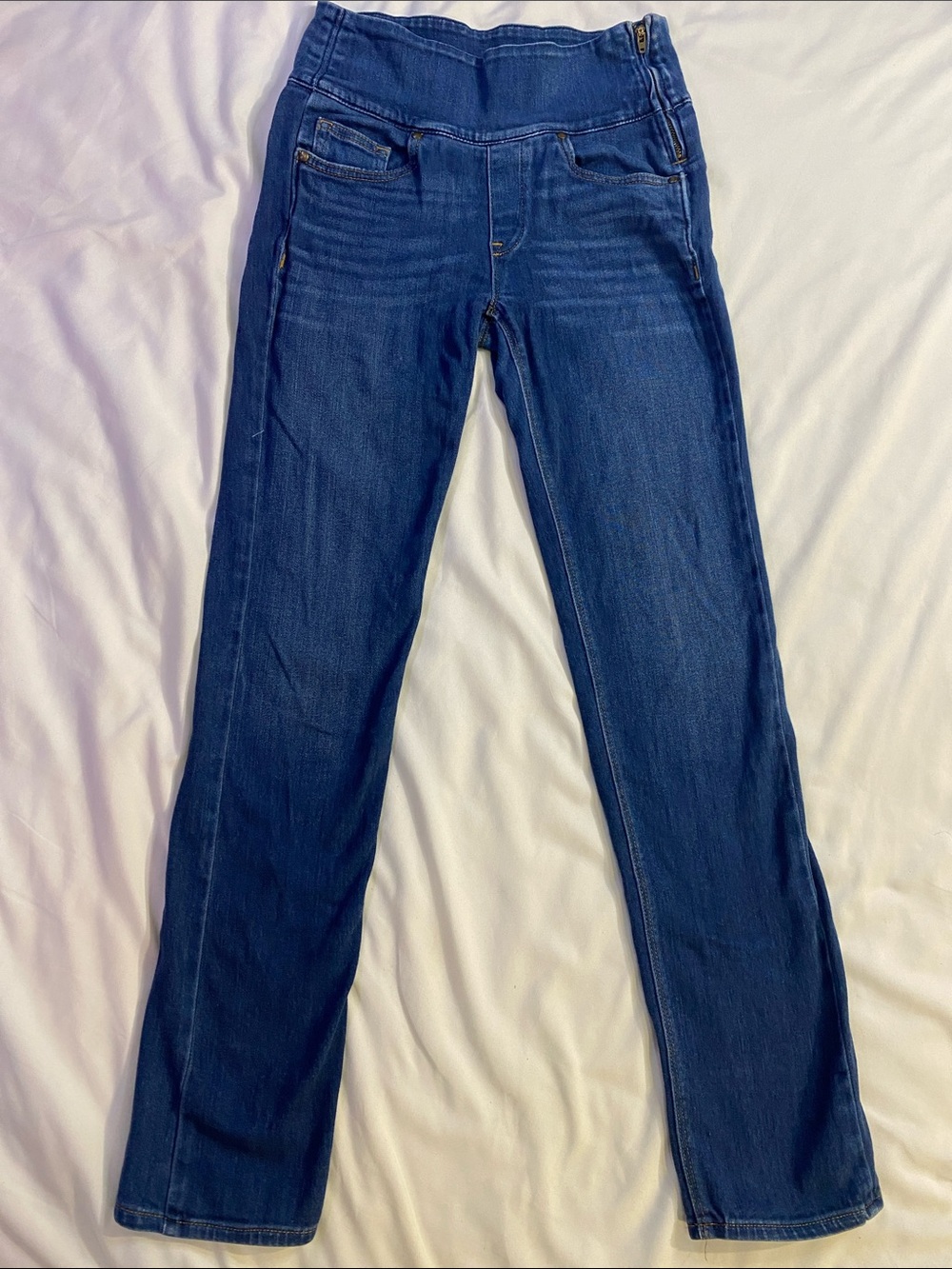 SPANX Women's Straight-Leg Jeans in Dark Blue Wash